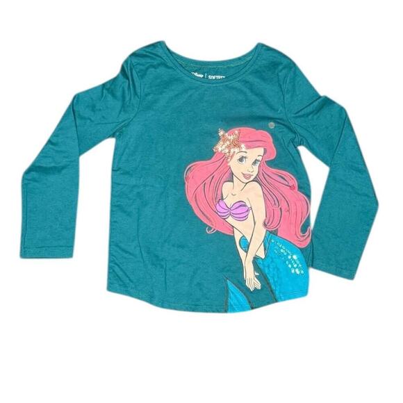 Disney Other - Disney Girls Ariel The Little Mermaid Sequin Accent Long Sleeve Shirt - Teal